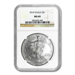 2010 1 OZ AMERICAN SILVER EAGLE NGC69
