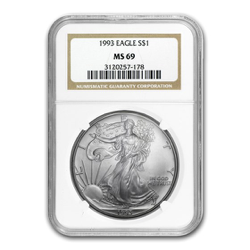 1993 1 OZ AMERICAN SILVER EAGLE NGC69