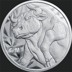 1 OZ SILVER ROUND BULL AND BEAR GOLDEN STATE MINT