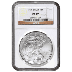 1996 1 OZ AMERICAN SILVER EAGLE NGC69