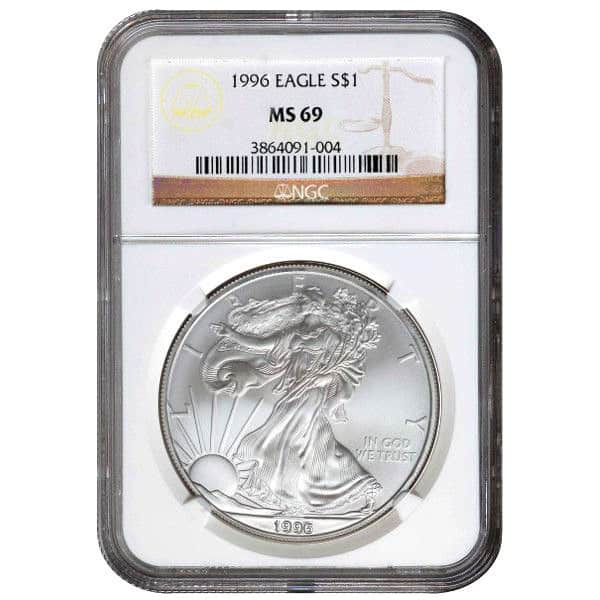 1996 1 OZ AMERICAN SILVER EAGLE NGC69 - Image 2