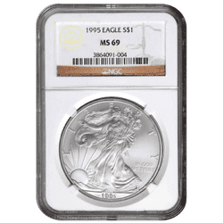 1995 1 OZ AMERICAN SILVER EAGLE NGC69