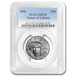 1/2 OZ PLATINUM AMERICAN EAGLE PCGS MS70