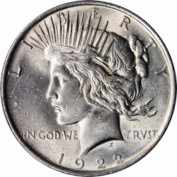 1922 $1 U.S. SILVER PEACE BU