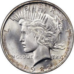 1922-D AMERICAN SILVER PEACE DOLLAR AU