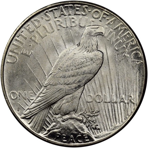 1922-S AMERICAN SILVER PEACE DOLLAR AU - Image 3