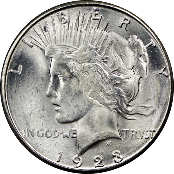 1923 S $1 U.S. SILVER PEACE AU - Image 2