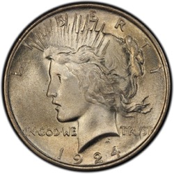 1924 $1 U.S. SILVER PEACE AU