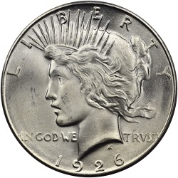 1926 S $1 U.S. SILVER PEACE AU