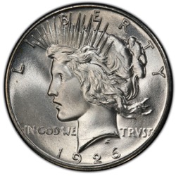 1926 $1 U.S. SILVER PEACE AU