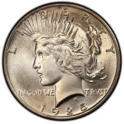 1925 $1 U.S. SILVER PEACE AU