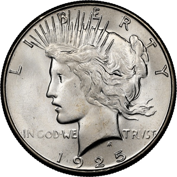 1925 S $1 U.S. SILVER PEACE AU - Image 2
