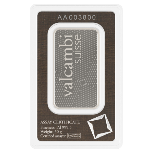 50 GRAM PALLADIUM BAR VALCAMBI - Image 3