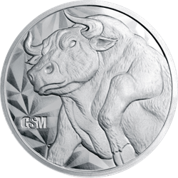 5 OZ SILVER ROUND BULL AND BEAR GOLDEN STATE MINT