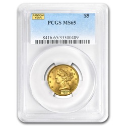 $5 U.S. GOLD LIBERTY PCGS65