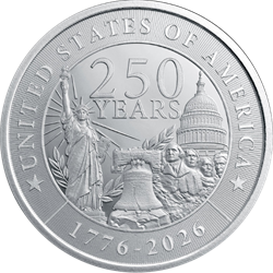 1 OZ SILVER ROUND 250TH ANNIVERSARY GOLDEN STATE MINT