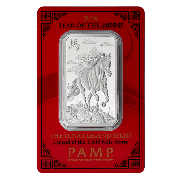 1 OZ SILVER BAR PAMP LUNAR HORSE 2026 - Image 2