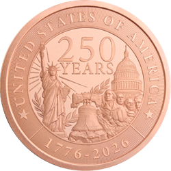 5 OZ COPPER ROUND 250TH ANNIVERSARY GOLDEN STATE MINT