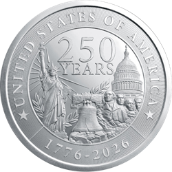 5 OZ SILVER ROUND 250TH ANNIVERSARY GOLDEN STATE MINT