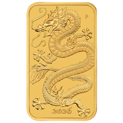 2026 1 OZ GOLD PERTH MINT DRAGON RECTANGULAR COIN
