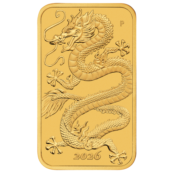 2026 1 OZ GOLD PERTH MINT DRAGON RECTANGULAR COIN - Image 2