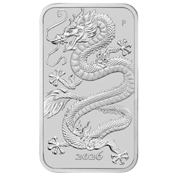 2026 1 OZ SILVER PERTH MINT DRAGON RECTANGULAR COIN