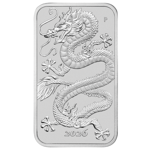 2026 1 OZ SILVER PERTH MINT DRAGON RECTANGULAR COIN - Image 2