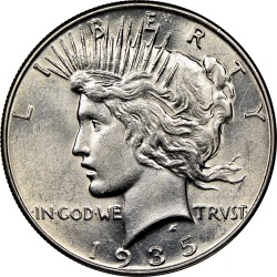 1935 $1 U.S. SILVER PEACE XF