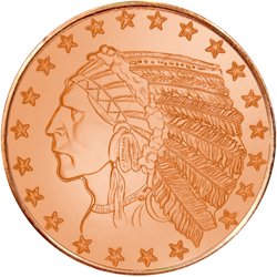 1 OZ COPPER ROUND INCUSE INDIAN