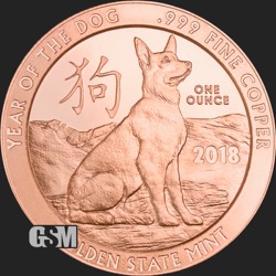 1 OZ COPPER ROUND LUNAR CALENDAR